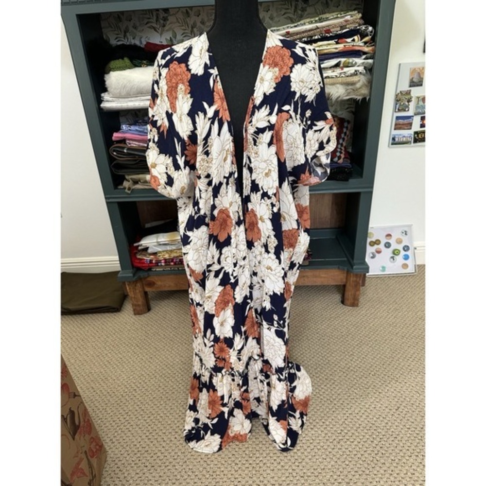 Ces Femme Floral Those Who Wander Duster Kimono Floral Spring Flowy Beachy‎ OS